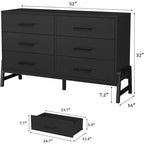 Commode large à 6 tiroirs, Grand meuble de rangement en bois, Organisateur de placard autoportant pour chambre à coucher, salon, entrée