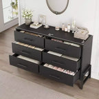 Commode large à 6 tiroirs, Grand meuble de rangement en bois, Organisateur de placard autoportant pour chambre à coucher, salon, entrée