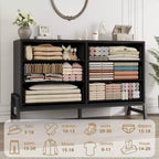 Commode large à 6 tiroirs, Grand meuble de rangement en bois, Organisateur de placard autoportant pour chambre à coucher, salon, entrée