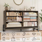 Commode large à 6 tiroirs, Grand meuble de rangement en bois, Organisateur de placard autoportant pour chambre à coucher, salon, entrée