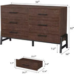 Commode large à 6 tiroirs, Grand meuble de rangement en bois, Organisateur de placard autoportant pour chambre à coucher, salon, entrée