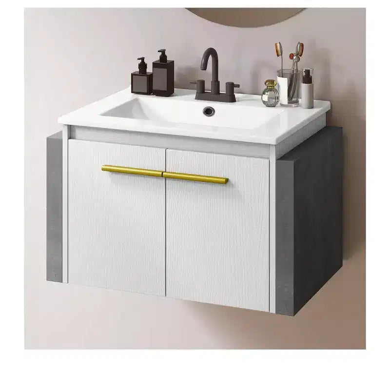 24in Small Bathroom Vanity Ceramic Basin Cabinet With Sink Combo Wall Mounted Modern Vanity Bathroom Storage Cabinet Modern Storage Cabinet
