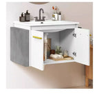 Meuble-lavabo de 24 po pour petite salle de bain, avec meuble vasque en céramique, lavabo inclus, fixation murale, meuble de rangement moderne pour salle de bain