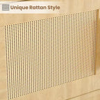 Étagère à 5 niveaux en rotin avec meuble de rangement et porte, bibliothèque industrielle haute avec étagères ouvertes pour salon chambre