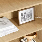 Étagère à 5 niveaux en rotin avec meuble de rangement et porte, bibliothèque industrielle haute avec étagères ouvertes pour salon chambre