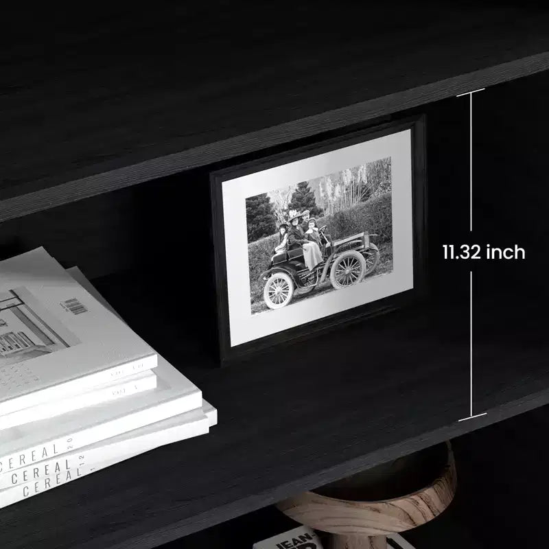 Étagère à 5 niveaux en rotin avec meuble de rangement et porte, bibliothèque industrielle haute avec étagères ouvertes pour salon chambre