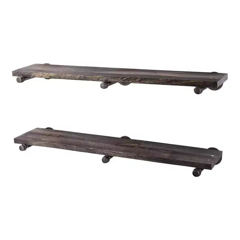 RESTORE Boulder Black 36 in. Shelves with Straight Brackets by Pipe Decor