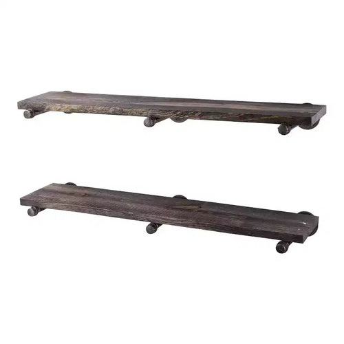 RESTORE Boulder Black 36 in. Shelves with Straight Brackets by Pipe Decor