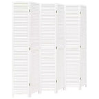 vidaXL Room Divider 6 Panels White Solid Wood Paulownia