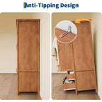 Armoire en bois de style ferme en forme de V de 71,06 pouces, placard de chambre haut avec 2 portes et tiroirs, tringle à vêtements, grande armoire de rangement autoportante.
