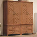 Armoire en bois de style ferme en forme de V de 71,06 pouces, placard de chambre haut avec 2 portes et tiroirs, tringle à vêtements, grande armoire de rangement autoportante.