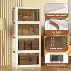 Bacs de rangement pliables à roulettes, Bacs de rangement empilables avec portes translucides pour l'organisation de la maison, du placard et de la cuisine
