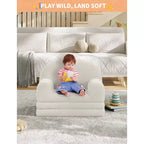 Fauteuil canapé pour enfants, canapé-lit convertible 2 en 1 pour tout-petits, canapé-lit pliant confortable en tissu polaire Teddy pour salle de jeux, chambre, crèche