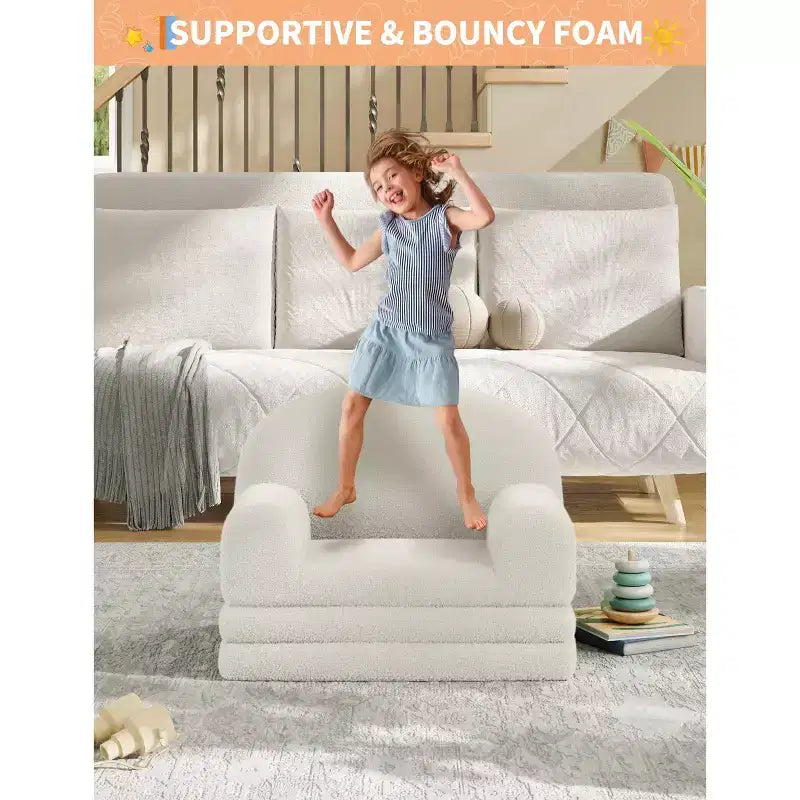 Fauteuil canapé pour enfants, canapé-lit convertible 2 en 1 pour tout-petits, canapé-lit pliant confortable en tissu polaire Teddy pour salle de jeux, chambre, crèche