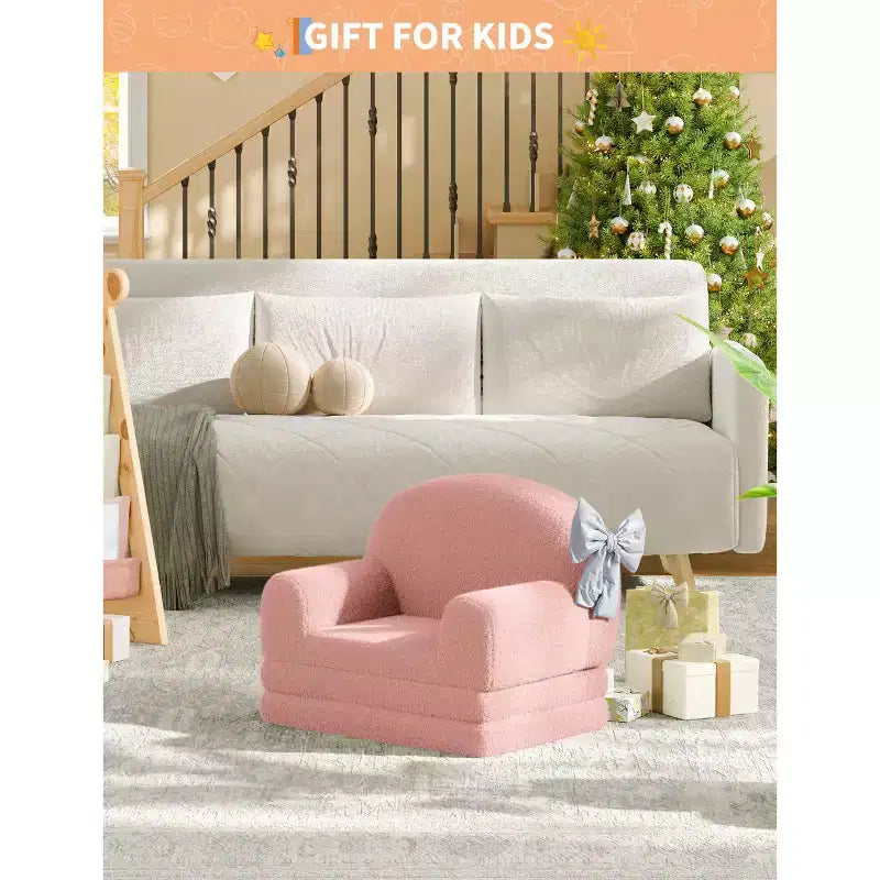 Fauteuil canapé pour enfants, canapé-lit convertible 2 en 1 pour tout-petits, canapé-lit pliant confortable en tissu polaire Teddy pour salle de jeux, chambre, crèche