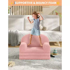 Fauteuil canapé pour enfants, canapé-lit convertible 2 en 1 pour tout-petits, canapé-lit pliant confortable en tissu polaire Teddy pour salle de jeux, chambre, crèche