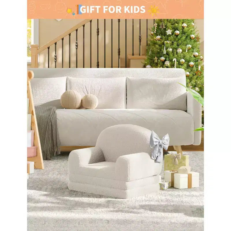 Fauteuil canapé pour enfants, canapé-lit convertible 2 en 1 pour tout-petits, canapé-lit pliant confortable en tissu polaire Teddy pour salle de jeux, chambre, crèche