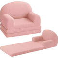 Kids Sofa Chair, 2-in-1 Convertible Toddler Couch Lounge, Comfy Fold Out Teddy Fleece Fabric Children's Sofa Bed for Playroom, Bedroom, Nursery