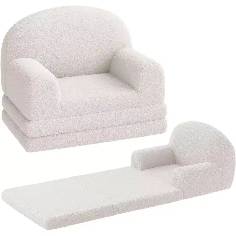 Fauteuil canapé pour enfants, canapé-lit convertible 2 en 1 pour tout-petits, canapé-lit pliant confortable en tissu polaire Teddy pour salle de jeux, chambre, crèche