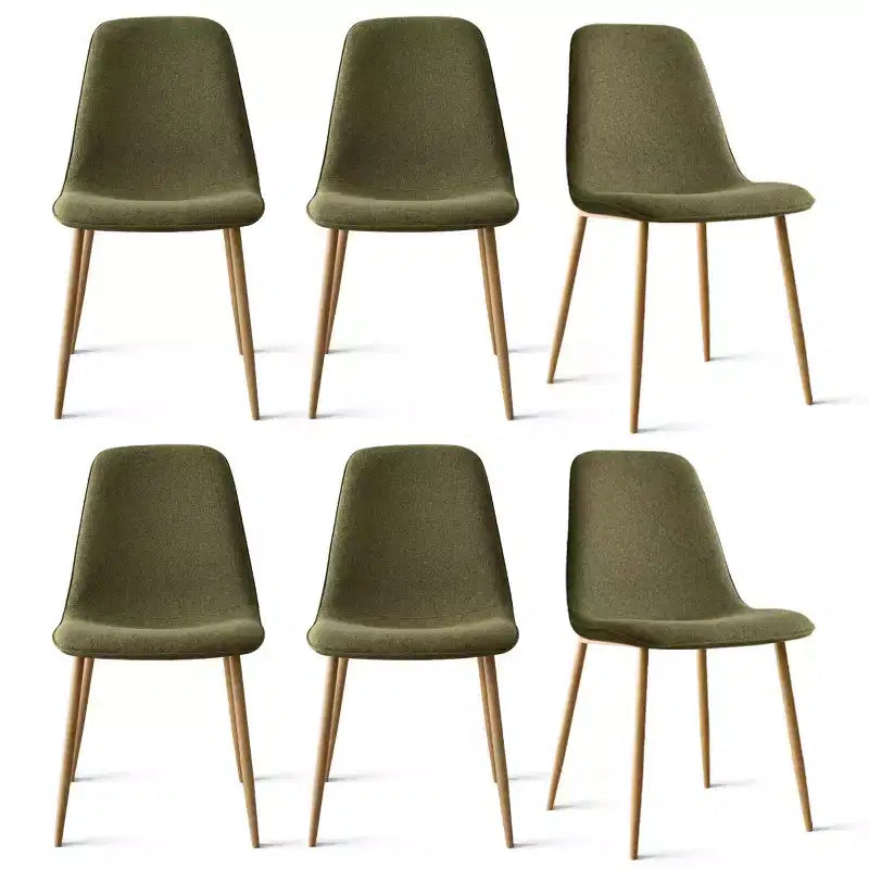 Lot de 6 chaises de salle à manger modernes rembourrées, chaises de cuisine en tissu avec pieds en métal imitation bois pour salle à manger ou coin petit-déjeuner