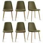 Lot de 6 chaises de salle à manger modernes rembourrées, chaises de cuisine en tissu avec pieds en métal imitation bois pour salle à manger ou coin petit-déjeuner
