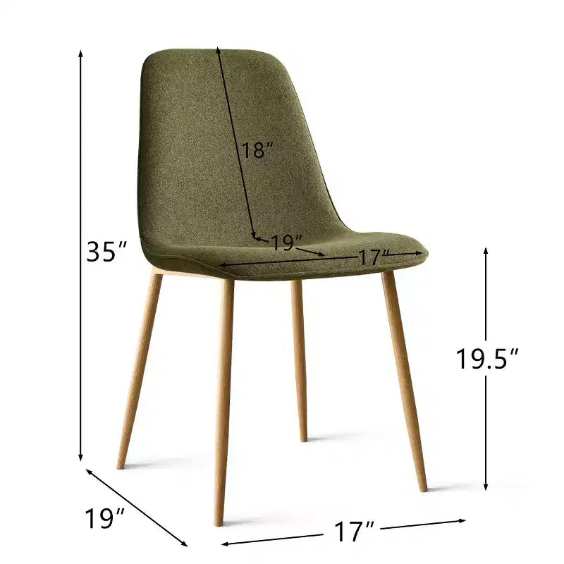 Lot de 6 chaises de salle à manger modernes rembourrées, chaises de cuisine en tissu avec pieds en métal imitation bois pour salle à manger ou coin petit-déjeuner