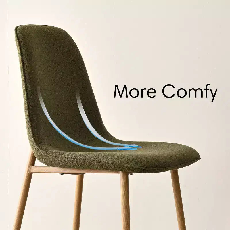 Lot de 6 chaises de salle à manger modernes rembourrées, chaises de cuisine en tissu avec pieds en métal imitation bois pour salle à manger ou coin petit-déjeuner