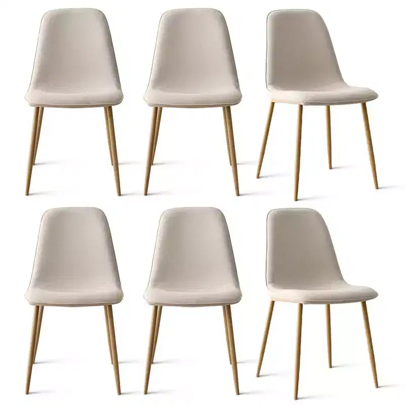 Lot de 6 chaises de salle à manger modernes rembourrées, chaises de cuisine en tissu avec pieds en métal imitation bois pour salle à manger ou coin petit-déjeuner