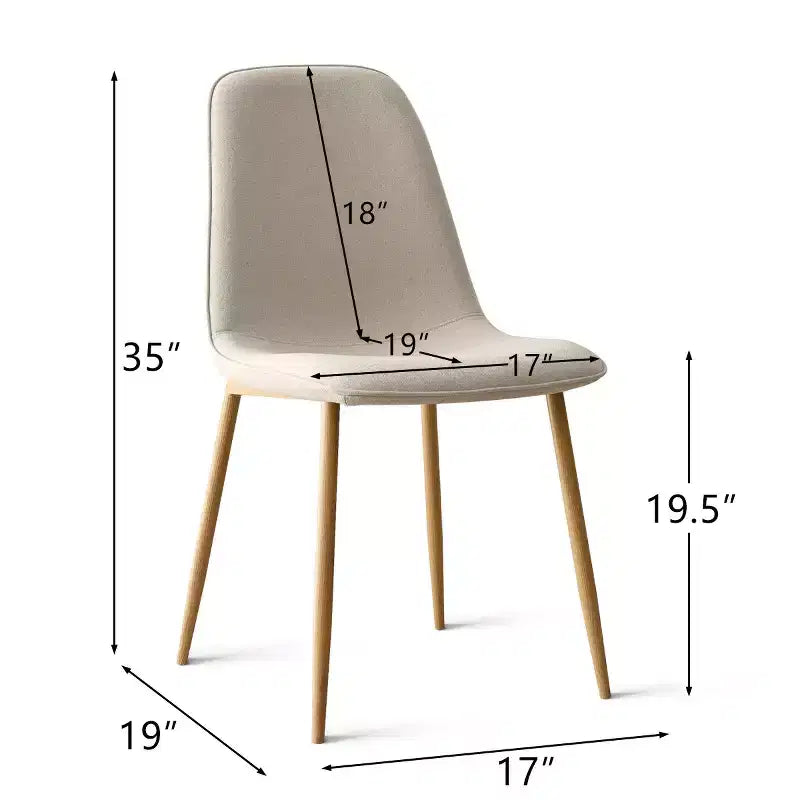 Lot de 6 chaises de salle à manger modernes rembourrées, chaises de cuisine en tissu avec pieds en métal imitation bois pour salle à manger ou coin petit-déjeuner