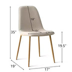 Lot de 6 chaises de salle à manger modernes rembourrées, chaises de cuisine en tissu avec pieds en métal imitation bois pour salle à manger ou coin petit-déjeuner