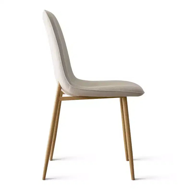 Lot de 6 chaises de salle à manger modernes rembourrées, chaises de cuisine en tissu avec pieds en métal imitation bois pour salle à manger ou coin petit-déjeuner