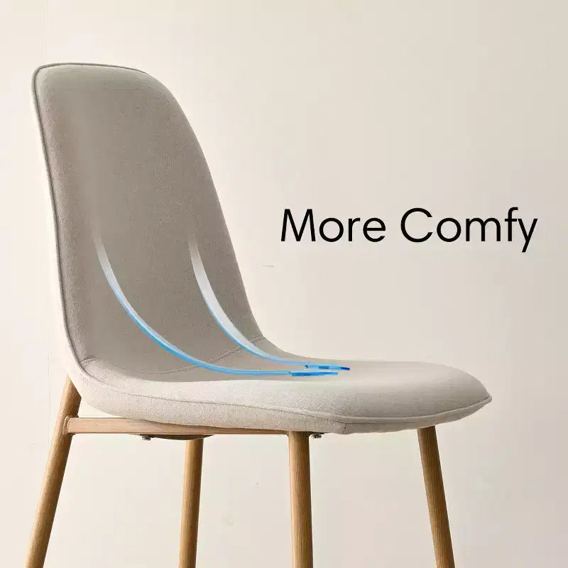Lot de 6 chaises de salle à manger modernes rembourrées, chaises de cuisine en tissu avec pieds en métal imitation bois pour salle à manger ou coin petit-déjeuner