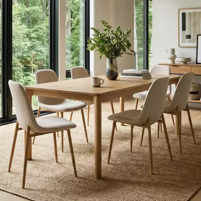 Modern Upholstered Dining Chairs Set of 6, Fabric Kitchen Chairs with Wood-Grain Metal Legs for Dining Room or Breakfast Nook - Panipeachy