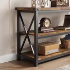 Console latérale longue de 119,4 cm avec rangement à 3 niveaux, table de canapé rectangulaire industrielle pour entrée, couloir ou salon