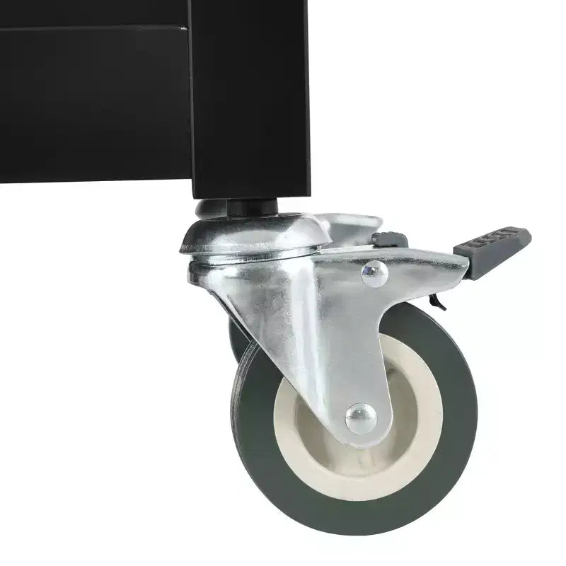 54.3 Inch Chariot d'îlot de cuisine avec plateau en bois massif et roulettes verrouillables Armoire à 4 portes et deux tiroirs et porte-épices et porte-serviettes Noir