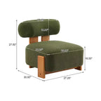 Fauteuil lounge moderne sans accoudoirs en tissu bouclé avec dossier roulé, fauteuil de lecture en bois massif pour salon, chambre à coucher