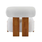 Fauteuil lounge moderne sans accoudoirs en tissu bouclé avec dossier roulé, fauteuil de lecture en bois massif pour salon, chambre à coucher