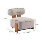 Fauteuil lounge moderne sans accoudoirs en tissu bouclé avec dossier roulé, fauteuil de lecture en bois massif pour salon, chambre à coucher