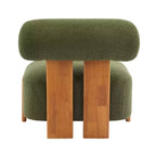 Fauteuil lounge moderne sans accoudoirs en tissu bouclé avec dossier roulé, fauteuil de lecture en bois massif pour salon, chambre à coucher