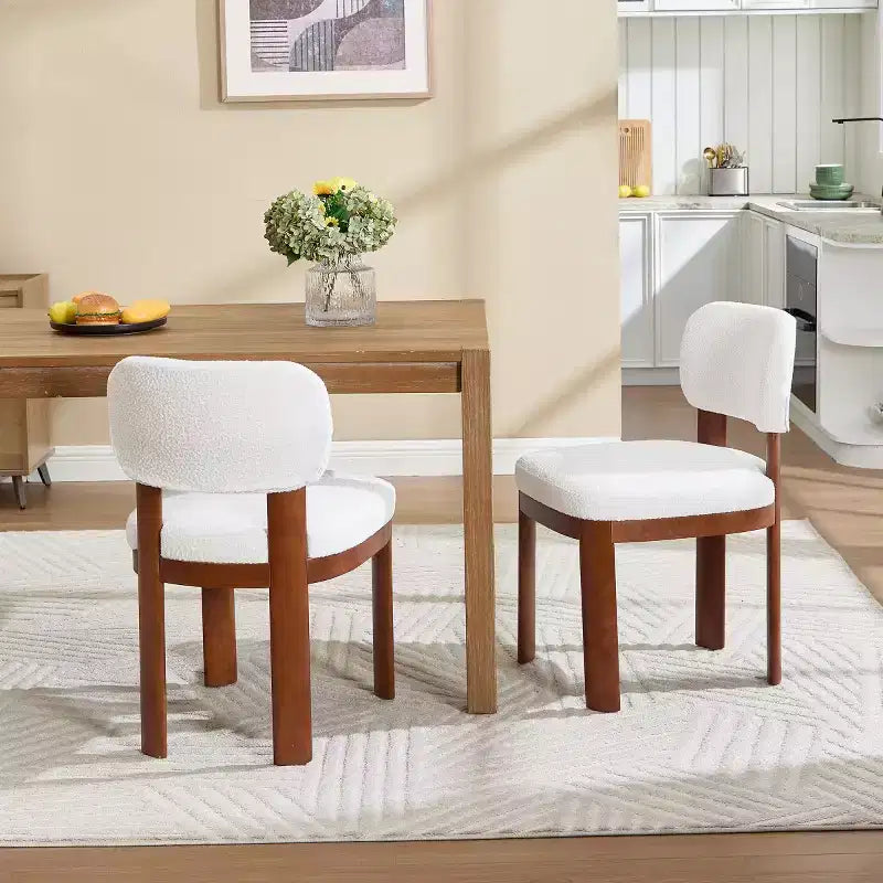 Set of 2 Modern Wood Dining Chairs with Soft Cushioned Seats, Stylish Upholstered Armless Side Chairs for Kitchen or Dining Room-Panipeachy