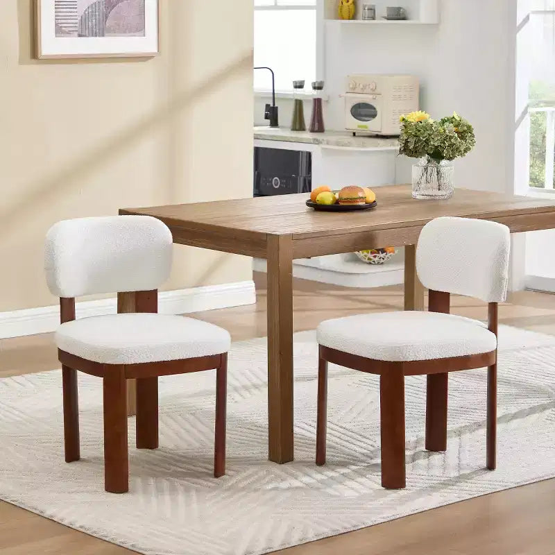 Lot de 2 chaises de salle à manger modernes en bois avec sièges rembourrés doux, chaises d'appoint élégantes sans accoudoirs pour la cuisine ou la salle à manger
