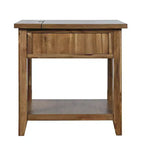 Table de Chevet Rustique Transitoire en Bois Claremont avec Rangement et Chargeur USB