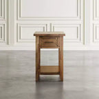 Table de Chevet Rustique Transitoire en Bois Claremont avec Rangement et Chargeur USB