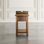 Table de Chevet Rustique Transitoire en Bois Claremont avec Rangement et Chargeur USB