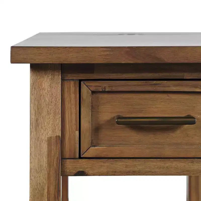Table de Chevet Rustique Transitoire en Bois Claremont avec Rangement et Chargeur USB