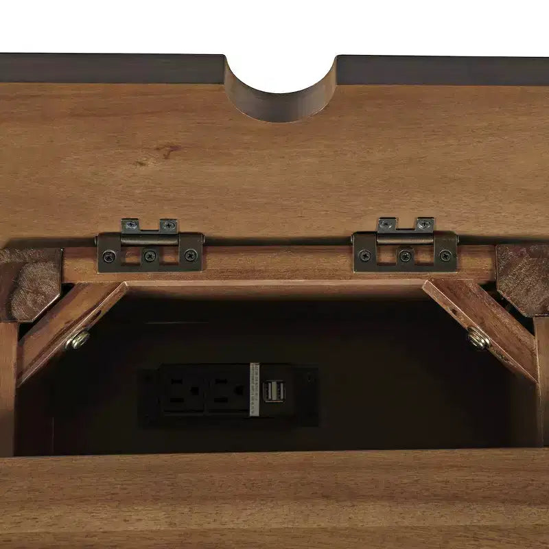 Table de Chevet Rustique Transitoire en Bois Claremont avec Rangement et Chargeur USB