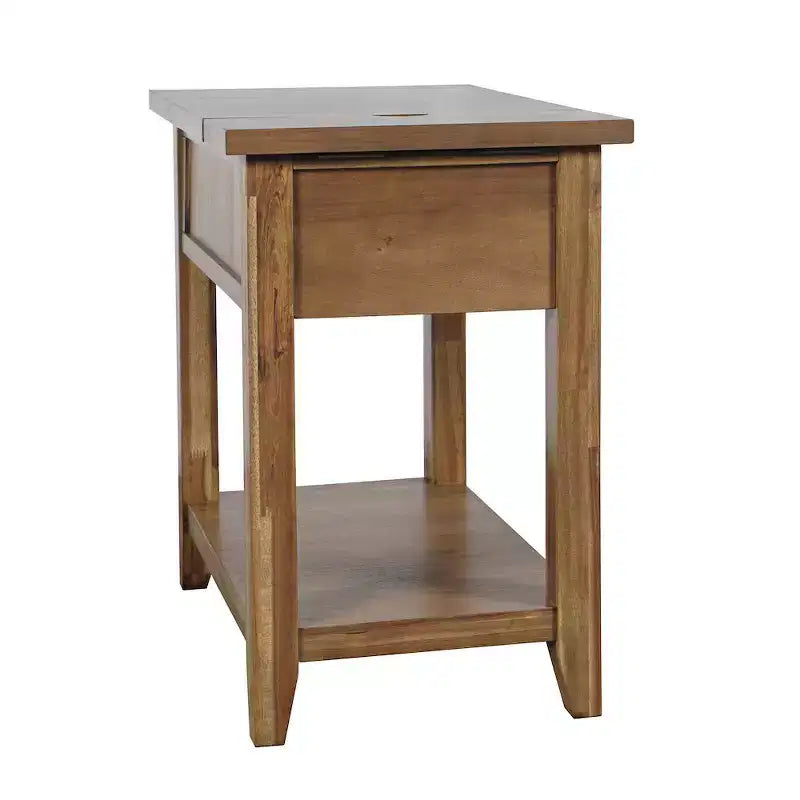 Table de Chevet Rustique Transitoire en Bois Claremont avec Rangement et Chargeur USB