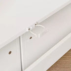 Étagère de rangement blanche pour enfants, meuble de rangement pour jouets, porte coulissante + bacs roulants + étagères multi-niveaux