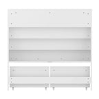 Étagère de rangement blanche pour enfants, meuble de rangement pour jouets, porte coulissante + bacs roulants + étagères multi-niveaux