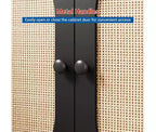 Bahut de salle à manger, meuble de rangement en bois avec portes en rotin naturel, bahut à double couche avec pieds en métal massif, pour couloir, salon